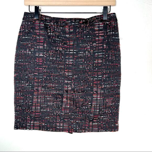 Loft sz 4 petite 4P Black & red tweed straight pencil business casual skirt B112 - Picture 1 of 5